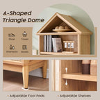 75.9" Tall Farmhouse Bookcase, Angle Arched 5 Tiers Large Bookshelf with Adjustable Shelves, Modern Wooden Geometric Book Shelf w/Storage and Open Display Shelves for Living Room, Office-Natural