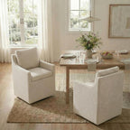 KISLOT Upholstered Dining Chairs Set of 2, Modern Dining Room Chairs with Casters & Washable Cover, Rolling Accent Chair with Hidden Storage for Kitchen, Farmhouse, Linen, 2 Box