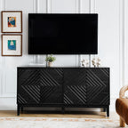 LKTART 60.5" Black Sideboard Buffet Cabinet,Modern Accent Credenza Storage Cabinet with 4 Doors, Media Console Table for Living Room Entryway