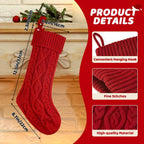 18 Inches Personalized Christmas Stockings: 4 Pack Ivory Red Green Khaki Knit Christmas Stockings Set with Name Tags Christmas Decor Neutral Xmas Decorations Holiday Farmhouse Indoor Home Decor