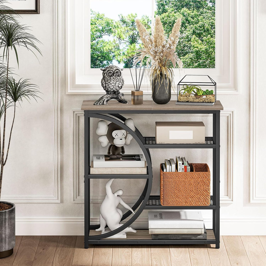 Snughome Entryway Table, Narrow Console Table, Industrial Sofa Table with 5 Tier Storage Shelves, Entrance Table for Hallway, Behind The Couch, Living Room, Foyer, Grey