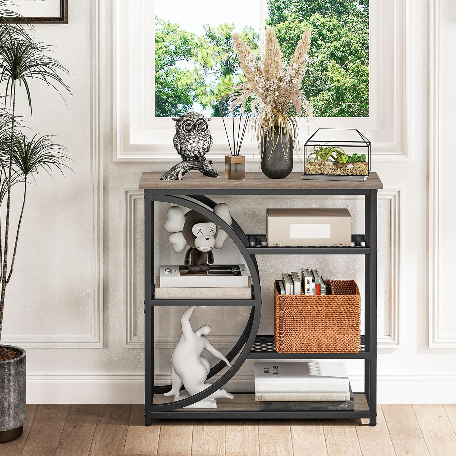 Snughome Entryway Table, Narrow Console Table, Industrial Sofa Table with 5 Tier Storage Shelves, Entrance Table for Hallway, Behind The Couch, Living Room, Foyer, Grey