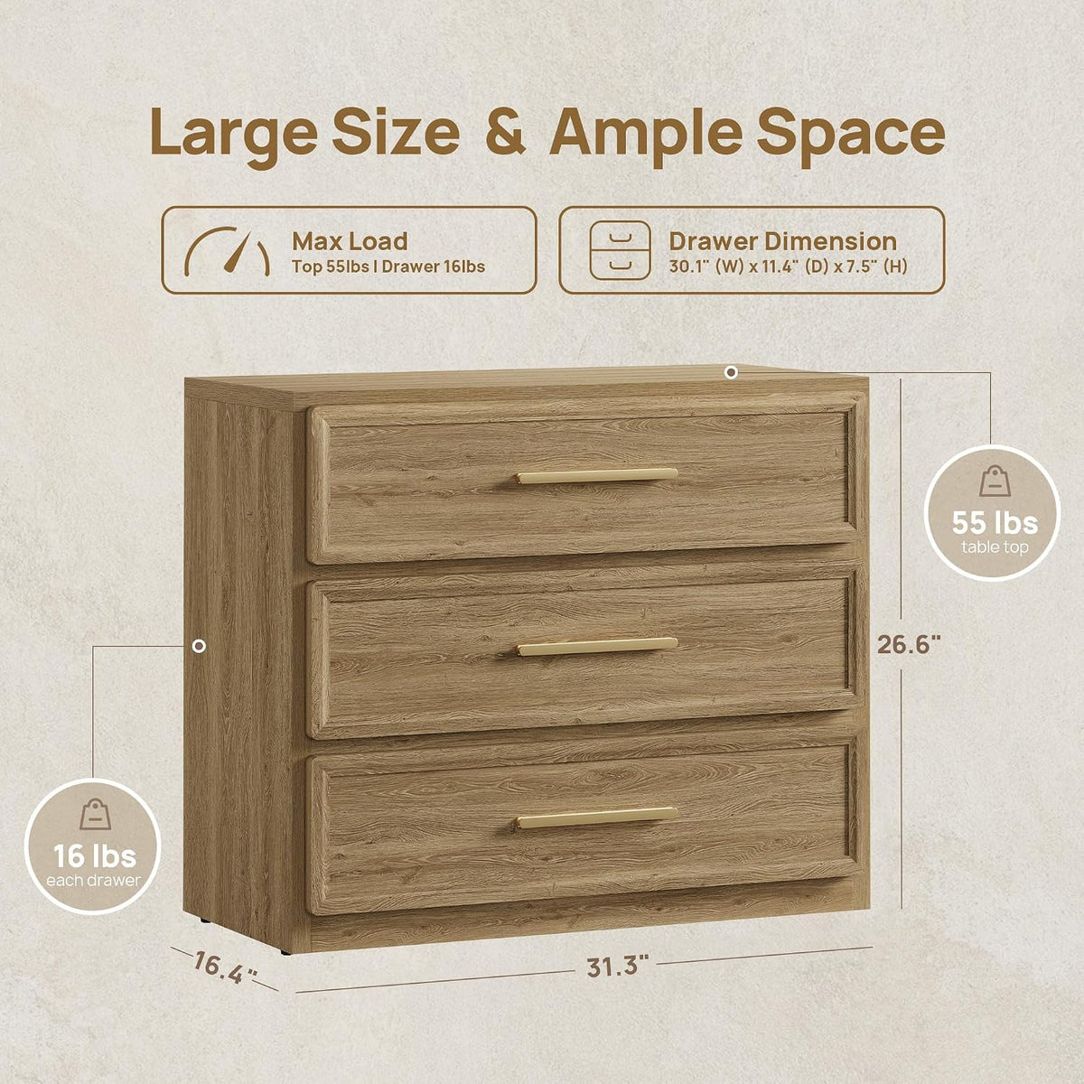 SICOTAS Oversized Night Stand Set 2 for Bedroom 31.3" Bedside Table