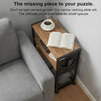 Skinny Side Table with Storage, 3 Tier Slim Side Tables for Small Spaces, Skinny End Table Narrow Bedside Table Narrow Side Table for Living Room, Bedroom