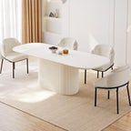 86" Oval Dining Table with 6 Chairs, Modern Kitchen Table Set, Luxury Rectangular Dinner Table, Dining Table for Kitchen, Living Room, Breakfast Nook