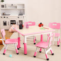 Kids Table and Chairs, Height Adjustable Toddler Table and 4 Chair, Multi-Activity Table with Graffiti Desktop Non-Slip Legs for Ages 2-10, Children Activity Table for Daycare, Classroom, Home