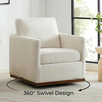 CHITA Swivel Accent Chair, FSC Certified Wood Frame, Fully Assembled, Linen | Linen Fabric Arm Chair with 360° Swivel Wood Base, Mid Century Modern Living Room Chair, 33"Dx30"Wx33"H, 300 Lb Capacity