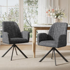 Furniliving Swivel Dining Chairs Set of 2, Upholstered Dining Room Chairs with Arms, 360° Swivel Dining Chairs with Metal Frame, Modern Kitchen Chairs for Lounge, Chenille, Darkgrey