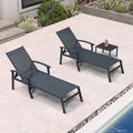 PURPLE LEAF Chaise Lounge Chair Outdoor 2 Pieces Pool Lounge Chairs 5 Adjustable Position with Armrests and Side Table, Aluminum Patio Lounge Chair for Outside, Backyard, Pool, Grey