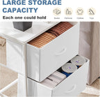 DUMOS Night Stand Small Dresser for Bedroom with 2 Drawers, Bedside Table | Fabric Bedside Storage Furniture, 20 Inch Tall End Side Table for Closet, Bedroom, White