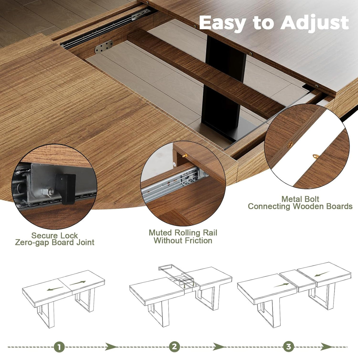 71-87 Inch Extendable Dining Room Table, Rustic Wooden Kitchen Table 6-10 | STHOUYN Expandable Dining Table, Farmhouse Rustic Style, Rectangular Wooden Top, Seats 6-10, Brown Kitchen or Dining Room