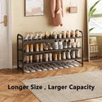 Shoe Rack 3 Tier Long Storage Organizer Wide Metal Shoe Shelf for Closet Entryway Brown