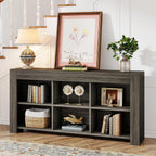 Tribesigns 63-Inch Long Sofa Console Table, Rustic Wood Entryway Table with 6 Storage Cubes for Living Room, Hallway, Behind Couch (Grey)
