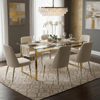 51''Glass Dining Table, Modern Rectangle Kitchen Table with Tempered Glass Tabletop and Metal Leg for 4, Writing Table Desk, for Kitchen Dining Living Room (Golden)