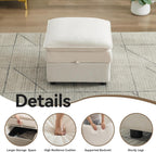 27" Large Square Ottoman with Storage, Modern Upholstered Footrest with Anti-Slip Legs for Couch Coffee Table Living Room, Bedroom, Entryway, Chenille Beige