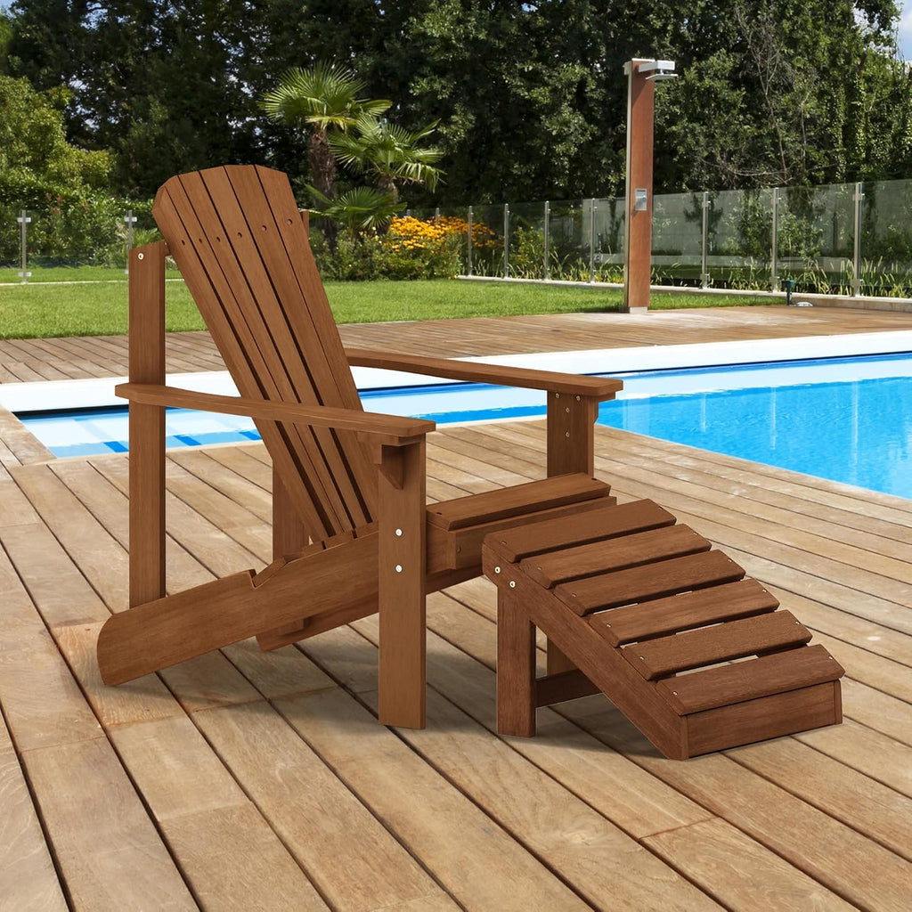 Furinno TIOMAN Outdoor Footstool, Small Adirondack Foot Stool, Vanity Stool, in Teak Oil, for Patio, Garden, Porch, Light Wood