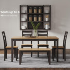Signature Design by Ashley Gesthaven 6-Piece Dining Table Set with Bench | Two-tone casual style, Durable mango veneer top, Includes 4 ladderback chairs & 1 space-saving under-table bench