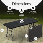 6 Feet Foldable Table with Built in Handle & Steel Legs | 6FT Heavy Duty Folding Portable | Perfect for Party, Dining, Wedding, Events, Picnic Indoor, Outdoor, Camping, Utility, Folding - 6 Foot