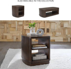Signature Design by Ashley Korestone Contemporary End Table with Storage and Adjustable Shelf, Dark Brown