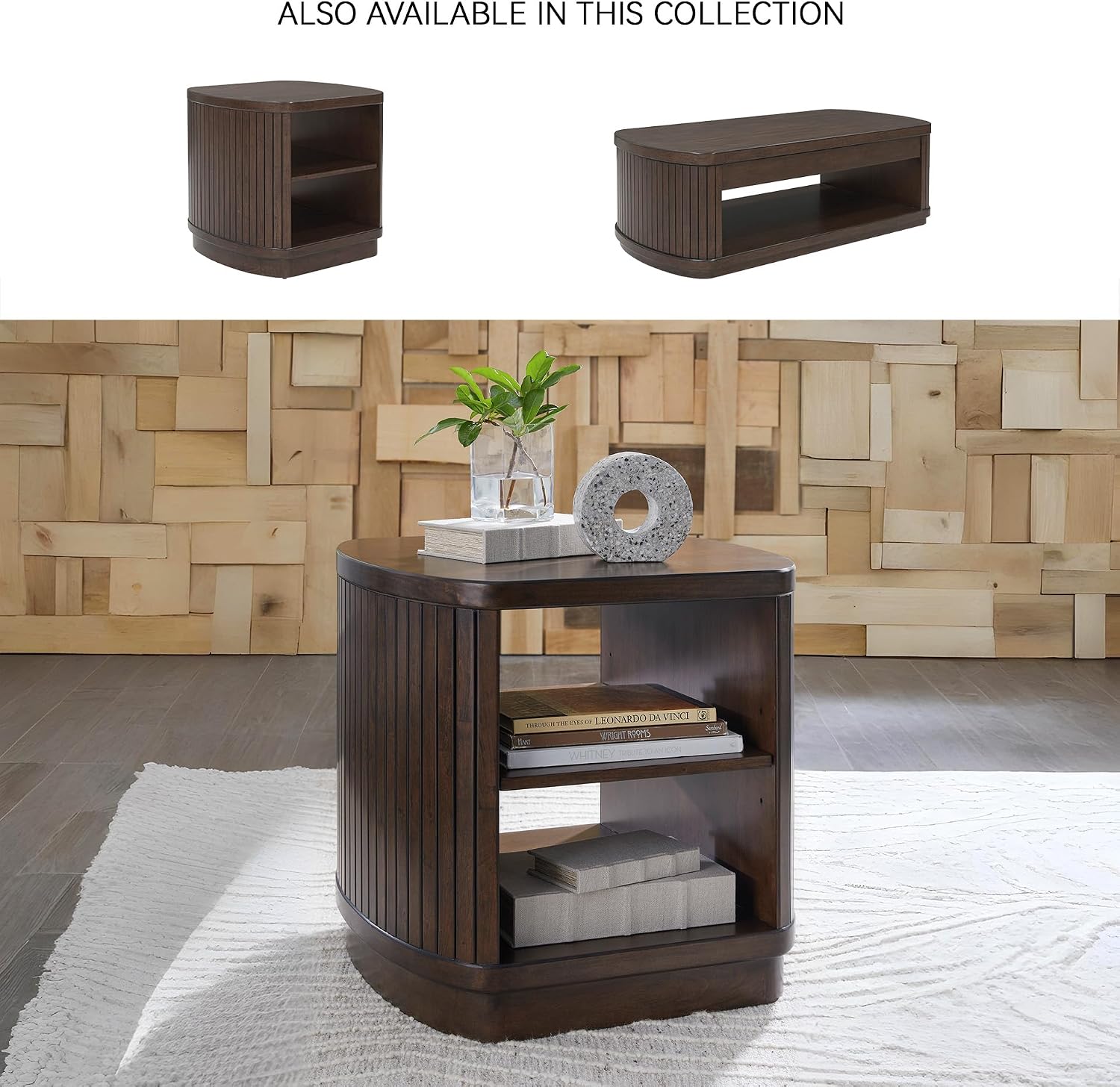 Signature Design by Ashley Korestone Contemporary End Table with Storage and Adjustable Shelf, Dark Brown