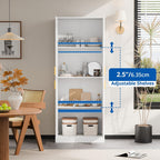 Cozy Castle Kitchen Pantry Cabinet, 71" Tall Wood Storage Cabinet with Doors and Shelves 4 Doors Freestanding Cupboard for Dining Room Living Room Furniture, White