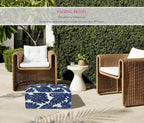 Outdoor Inflatable Footstool Ottomans Navy Leaves Square 23x9 Inch Patio Foot Stools and Ottomans Portable Footstool