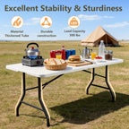 6FT Folding Table 6 Pack, Heavy Duty Fold in Half Plastic Tables with Carry Handle, Portable Indoor Outdoor Utility Table for Party, Picnic, Camping, Banquet, Wedding, RV Travel