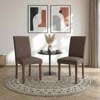 TLSUNNY Upholstered Dining Chairs Set of 2/4, Tufted Parsons Design with Nail Head Trim, Solid Wood Legs and Padded Seat, Comfortable Fabric for Dining Room, Kitchen (Brown, Set of 4)