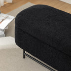 56" Boucle Storage Bench for Bedroom, Upholstered Teddy Ottoman Bench, Modern Extra Long Storage Bench for End of Bed/Entryway/Livingroom/Window (Black)