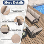 ALAULM Aluminum 3-Seat Patio Furniture Set, Metal Outdoor Furniture Sectional Sofas w/5.1" Cushions for Patio, Backyard, Poolside-Sand