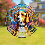 Beagle Dog Wind Spinners Outdoor Dog Memorial Gifts, 3D Metal Kinetic Hanging Garden Wind Spinner, Spinner Decor, Wind Sculptures for Outdoor & Indoor, Window, Yard Decor (Beagle 1)