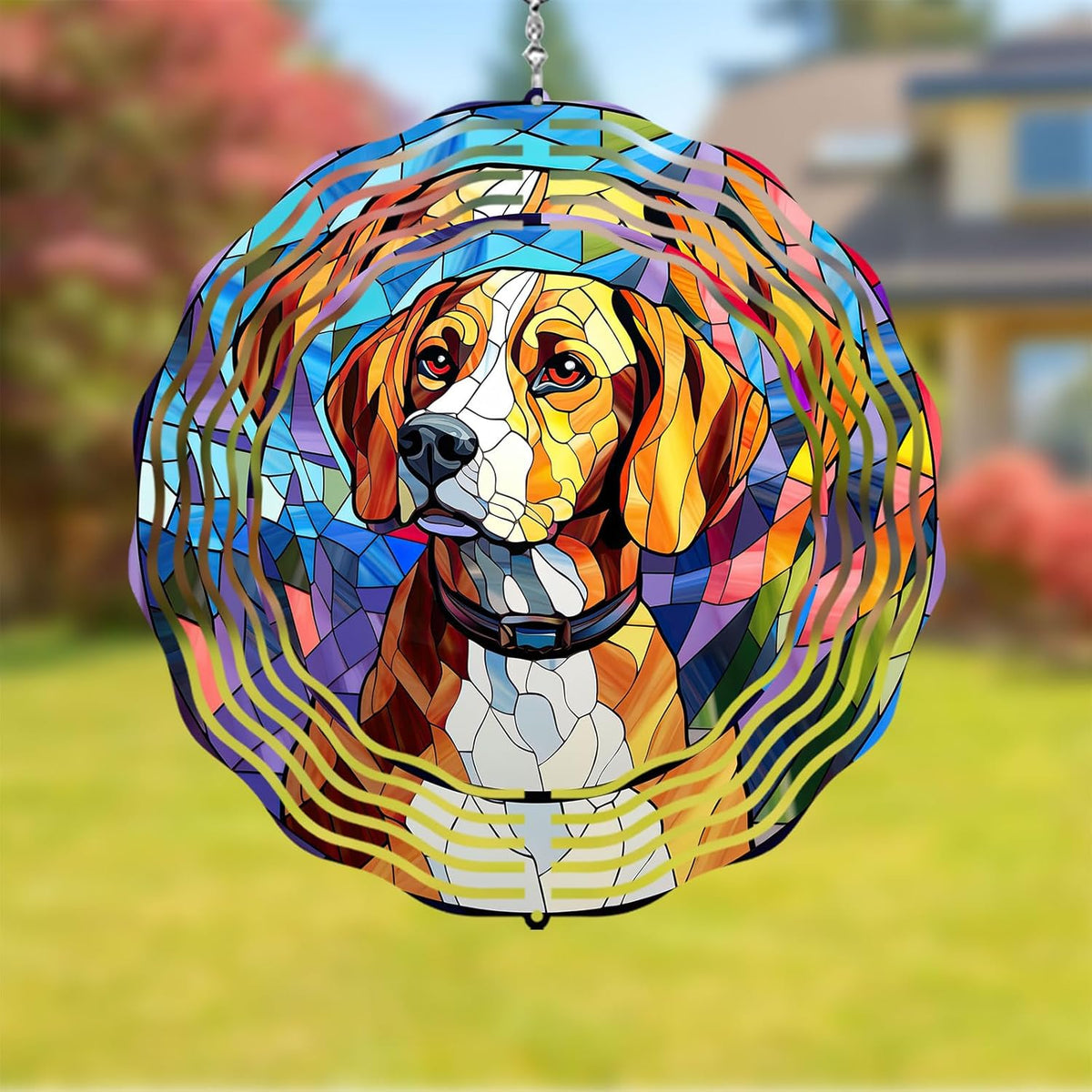 Beagle Dog Wind Spinners Outdoor Dog Memorial Gifts, 3D Metal Kinetic Hanging Garden Wind Spinner, Spinner Decor, Wind Sculptures for Outdoor & Indoor, Window, Yard Decor (Beagle 1)