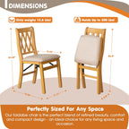 East West Furniture - PNC-OAK-03, A Solid Wood Plano Folding Dining Room Chairs with PU Leather Seat, 3-X Back Design, No Assembly Required, Set of 2, Oak Wood Finish