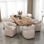 DUOMAY Modern Upholstered Dining Chairs with Swivel Casters - Set of 4 - Contemporary Linen Barrel Back Accent Side Chair Desk Chair for Dining Room Living Room Kitchen, Beige