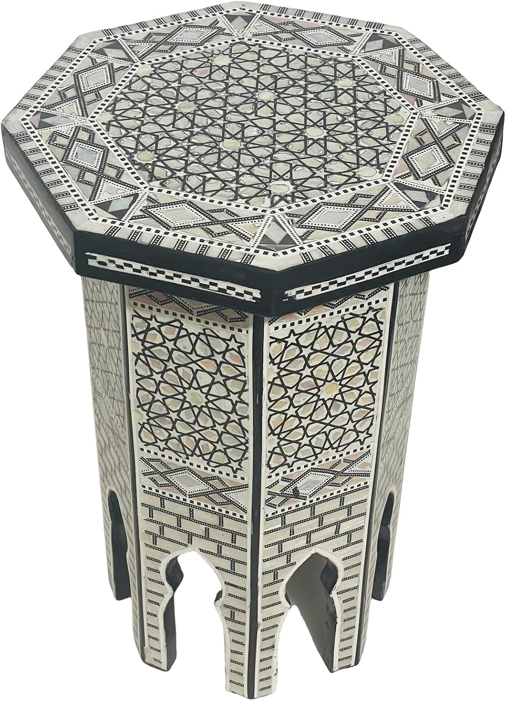 Morrocan Table Design Mother of Pearl Inlaid,Arabic Side Corner cofee Table for Living Room (Classic B)