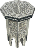 Morrocan Table Design Mother of Pearl Inlaid,Arabic Side Corner cofee Table for Living Room (Classic A)