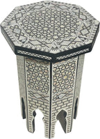Morrocan Table Design Mother of Pearl Inlaid,Arabic Side Corner cofee Table for Living Room (Classic A)