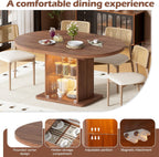 43.3"-59" Extendable Round Dining Table for 4-8 with Dust-Proof 2-Tier Storage Shelf, Space-Saving Expandable Dining Room Table with Lights, Wood Oval Circle Dining Table for Kitchen, Walnut