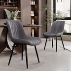 Rowill Dining Chairs Set of 2 Modern Faux Leather Kitchen Chairs with Thickened Metal Frame, Scratch-Resistant Upholstery,Widened Seat & Anti-Slip Pads, Cushioned Backrest for Kitchen,Dusty Blue