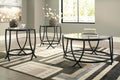 GTU Furniture Contemporary Glass Round 3-Piece Coffee Table Set, Cocktail Table with 2 Matching End Tables, Black Finish for Living Room