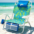 Old Bahama Bay Beach Chairs for Adults, 7-Position Classic Lay Flat Beach Chair Reclining Beach Chair, Portable Aluminum Backpack Beach Chair with Towel Bar & Cooler Bag