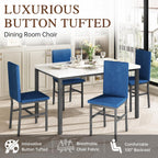 AWQM Dining Table Set for 4, Modern Faux Marble Dining Table Set with 4 Upholstered Velvet Chairs, Dining Room Table Set for Kitchen, Breakfast Nook, Dining Room, Blue