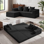 79" Modular Sectional Sofa, Convertible Sleeper Sofa Bed, Modern Tri-Folding Cloud Couch with L-Shape Chaise, Corduroy Futon for Living Room Small Spaces Apartment, No Assembly