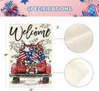 AVOIN colorlife Welcome Patriotic 4th of July Truck Garden Flag 12x18 Inch Double Sided, Rustic Farmhouse Yard Outdoor Decoration