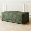 37.4 Inch Oversized Ottoman for Couch, Corduroy Upholstered Footrest with Compressed Memory Foam, Modular Sectional Cloud Pouf, No Assembly Required, DIY Combination, Green