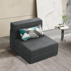 Foling Sofa Bed Convertible Sleeper Chair, Fold Out Chair Bed with Pillow | Modern Memory Foam Floor Futon Couch Dark Gray, Single Size