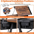 SUPER DEAL Drafting Table Set with Charging Station, Height Adjustable Tilting Drawing Desk Artist Desk with Stool Multifunctional Art Craft Workstation with 2 Storage Drawers for Home Office School
