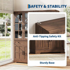 IDEALHOUSE 71.9" Tall Storage Cabinet with 30mm Thickened Board, Tempered Glass Doors & Anti-Tipping Kit, Pantry Storage Cabinet for Kitchen, Dining Room, Living Room