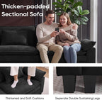 URRED Oversized Modular Sectional Sofa，Solid Black：157" U Shaped | Modern Comfy Cloud Couch with Movable Ottoman and Pillow, Deep Seat Couches for Living Room, Bedroom or Apartment
