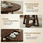 43.3-59" Extendable Round Dining Table, Modern Oval Kitchen Table with Removable Leaves, Wooden Base with Storage Shelf, Space Saving Dining Table for Kitchen Living Room Apartment Small Space, Walnut